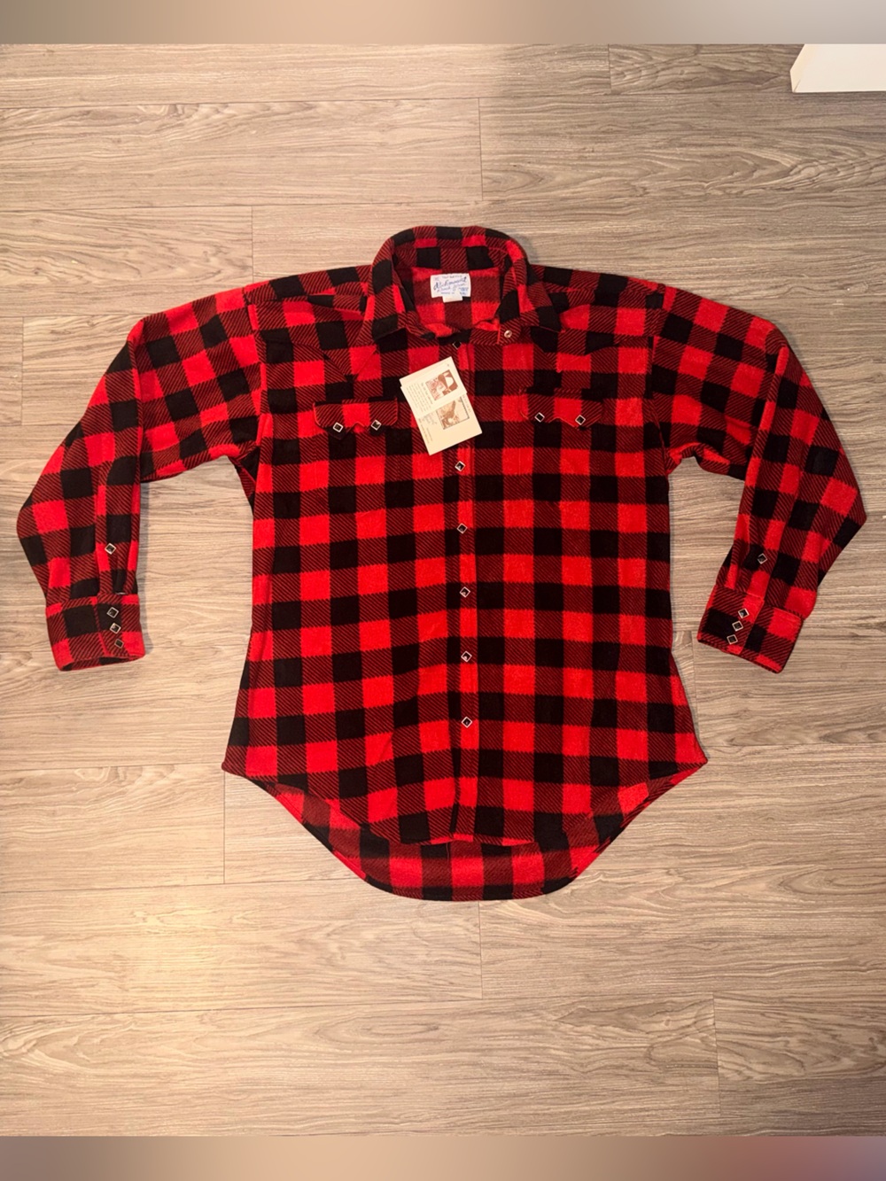 Vintage Rockmount Ranch Wear Buffalo Diamond Snap Plaid Western Shirt Mens Sz L